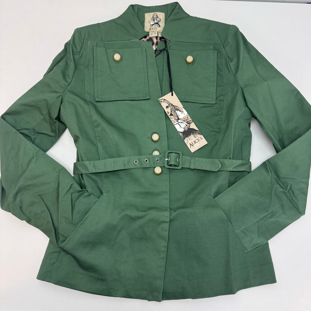 NWT Alice's Pig Polly's Parka Utility Jacket US 4 Green Belted Safari Millitary